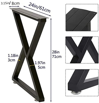 TIEOU Metal Table Legs 28 Inch Desk Legs Heavy Duty Industrial Black Table Legs Z Shape Table Legs DIY Table Legs,Furniture Legs(H28”xW24”,Set of 2) - color: Z-shape, size: H28"xW24"