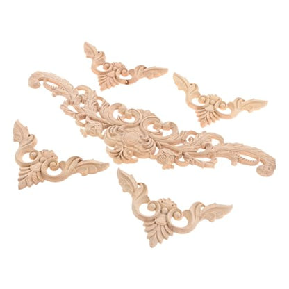 10Pcs Wood Appliques Onlays Decorative Carved Appliques Carving Decals - color: 10Pcs/Set