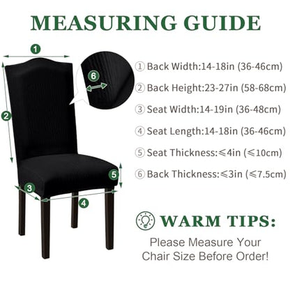 Sufdari Dining Room Chair Covers Set of 8, Black Non-Slip Spandex Kitchen Parsons Slipcovers for Dining Chairs, Hotel (Extra Large) - color: .Black, size: XL-8 PC