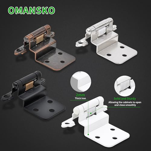 50 Pack 25 Pairs 3/8" Inset Cabinet Door Hinges - White Offset Self Closing Hinges - color: 3/8" Inset White, size: 50 Pack