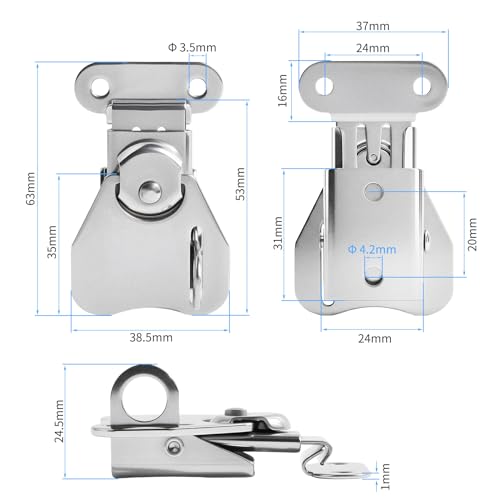 2 Pcs Butterfly Twist Latch, Small, Silver, 304 SS, 2.07" X 1.52" - size: Stainless Steel with Keyhole