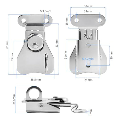 2 Pcs Butterfly Twist Latch, Small, Silver, 304 SS, 2.07" X 1.52" - size: Stainless Steel with Keyhole
