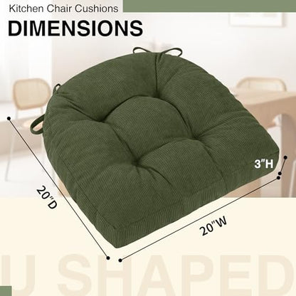 20x20 in Kitchen Wicker Chair Seat Cushions Indoor, Green, 2 Pack - color: Green, size: 20"x20" | 2-Pack