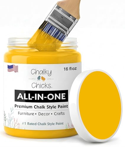 Chalky Chicks Bees Knees 16 Fl Oz Chalk Paint for Furniture All in One - color: Bees Knees (Yellow), size: 16 Fl Oz (Pack of 1)