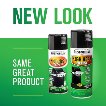 Rust-Oleum High Heat Ultra Semi-Gloss Black Spray Paint - color: Black, size: 12 Ounce (Pack of 6)