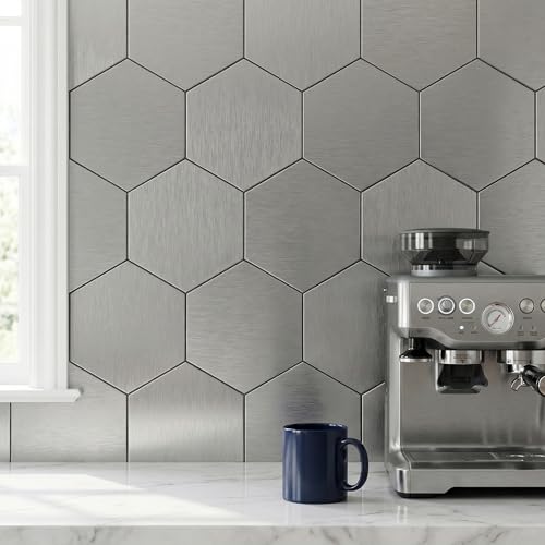 Mosaic Wall Sticker, 13.4x11 Inch, Silver, 10 Pack - color: Silver1