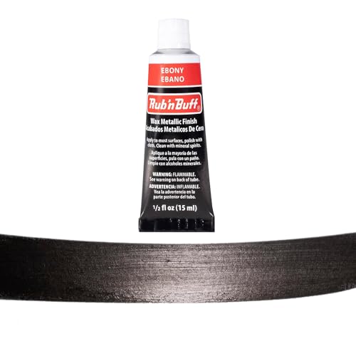 Rub n Buff Metallic Wax with Cotton Glove and 8" x 8" Cloth - Gilding Wax for a Smooth Adjustable Gloss Finish - Single 0.5oz/15ml Tube (Ebony) - color: Ebony