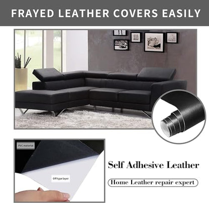 Lifeshoon Leather Repair Patches, Self Adhesive Vinyl for Couches Furniture - color: Black, size: 3.5X79 inch