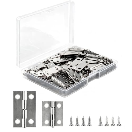 60 Pcs Small Hinges for Wooden & Jewelry Box, Silver, 2 Sizes - color: Silver, size: 60pcs(20P 24*16mm+40P 18*15mm)