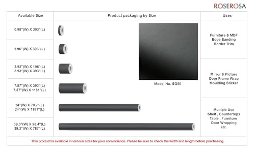 ROSEROSA Peel and Stick Matt Solid Architectural Film Self-Adhesive Vinyl Film Wallpaper Door Wrap Counter Top Border Mirror Molding Trim SG50 - size: 39.3"(W) X 787"(L)