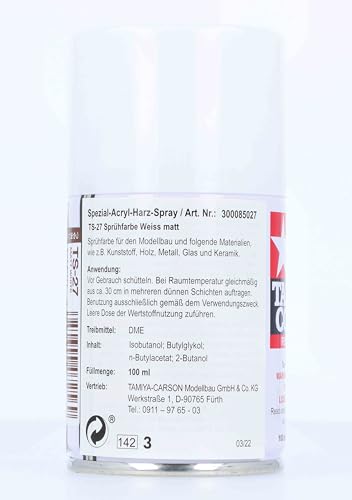 Tamiya Spray Lacquer TS-27 Matte White - 100ml Spray Can 85027