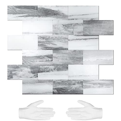 STICKGOO 10-Sheets Subway Tiles Peel and Stick Backspalsh, Gray - color: Gray
