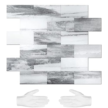 STICKGOO 10-Sheets Subway Tiles Peel and Stick Backspalsh, Gray - color: Gray