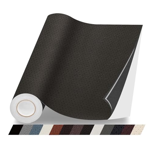 Leather Repair Patches, Self Adhesive Vinyl for Couches Furniture - color: Perforated Coffee, size: 3.5X79 inch