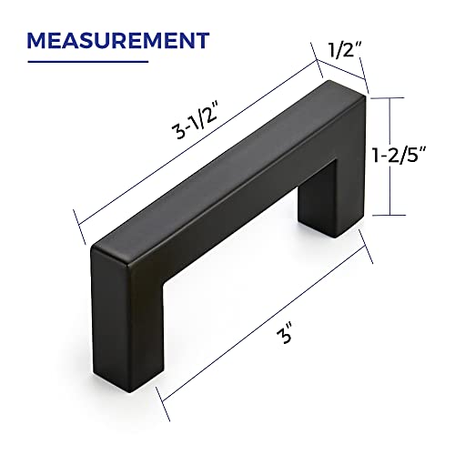 Ravinte Hardware Matte Black Cabinet Handles Drawer Pulls 3 Inch CC 25 Pack - color: Matte Black Square, size: 3" Hole Center