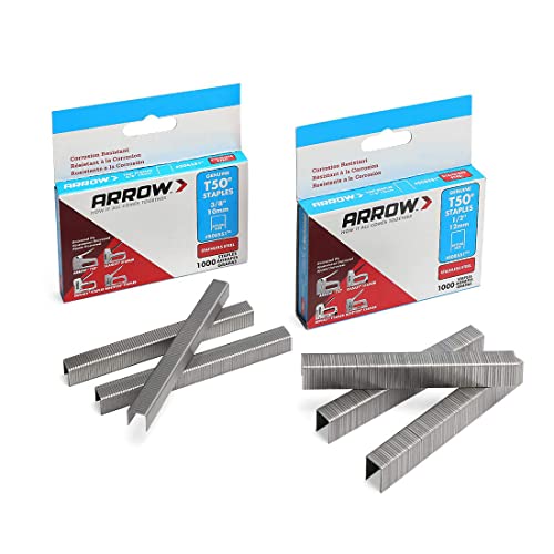 Arrow Fastener General-Purpose Staples Pack Set - Stainless Steel, T50 Compatible - 1/2" & 3/8"