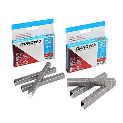 Arrow Fastener General-Purpose Staples Pack Set - Stainless Steel, T50 Compatible - 1/2" & 3/8"