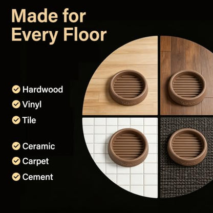 Non Slip Furniture Pads for Hardwood Floors -Yelanon 12Pcs 2” Coasters Cups - color: 12pcs2"round Brown