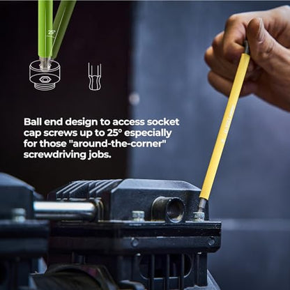 Sae Allen Wrenches Sets 13pcs, Extra Long Arm Allen Key Set with Ball End, Crafted Hex Key Set with Color Coded Sleeves, Unique Patented Holder Design for Magnetizing and Demagnetizing - size: 13PCS (SAE)