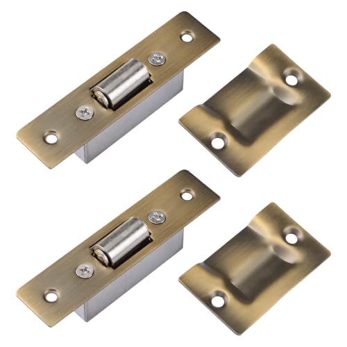 INCREWAY 2 Sets Silent Roller Catch, Stainless Steel Ball Catch Roller Latch with Strike Plate for Kitchen Cabinet Closet Cupboard Furniture Door (Bronze) - color: Yellow Bronze, size: 2 Pieces
