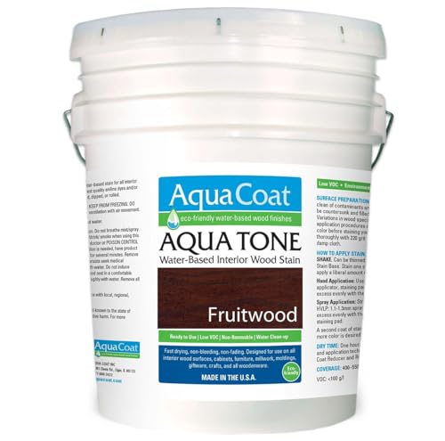 Aqua Coat Aqua Tone Water-Based Wood Stain (5-Gallon, Fruitwood) - color: Fruitwood, size: 5 Gallon