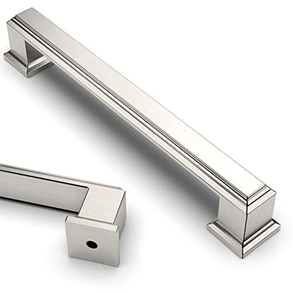 Asidrama 10 Pack 5 inch Brushed Satin Nickel Kitchen Cabinet Handles - color: Brushed Satin Nickel, size: 5" Hole Center(128mm)