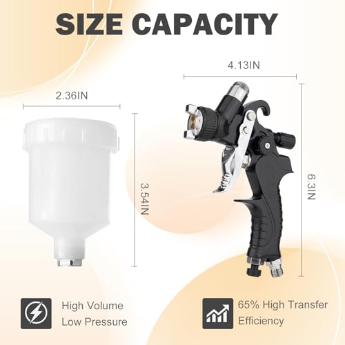 Mini HVLP Air Spray Gun with 200ML Disposable Paint Cups+125cc Plastic Cup - color: Black