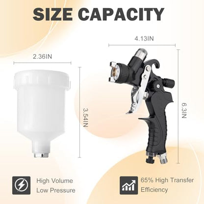 Mini HVLP Air Spray Gun with 200ML Disposable Paint Cups+125cc Plastic Cup - color: Black