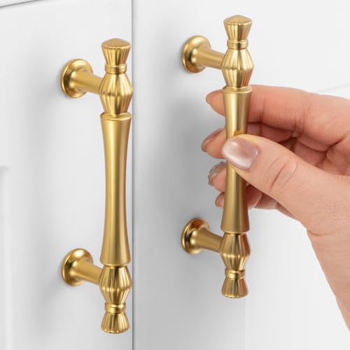 3 Inch Brushed Gold Cabinet Pulls 10 Pack French Style P2408 - color: Brushed Gold, size: 3" Hole Centers-10 Pcs