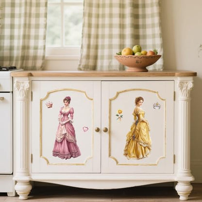 Peacoblue Victorian Woman Rub On Transfers for Furniture Craft 6"x12" - style: Victorian Woman