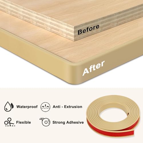RONSEN U-Shape Edge Banding, Self-Adhesive Countertop Edge Trim 16.4ft - color: Beige, size: 25mm (1″)