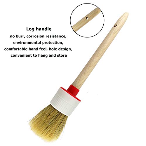 Natural Bristle Chalk Paint Wax Brush Wood Handle Round Paint Brushes for Paint Oil Watercolor Paints Waxing Brushes,Furniture, DIY Art Crafts(7PACK)