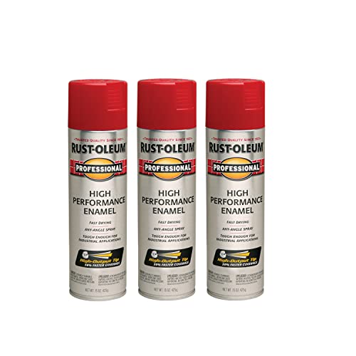 Rust-Oleum Professional High Performance Gloss Safety Red Spray Paint - color: Gloss Safety Red, size: 15 Ounce (Pack of 3)
