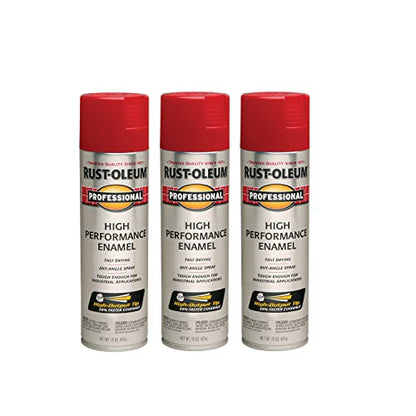 Rust-Oleum Professional High Performance Gloss Safety Red Spray Paint - color: Gloss Safety Red, size: 15 Ounce (Pack of 3)