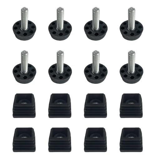 8-Pack Adjustable Furniture Leveling Feet, 30x30mm Square Insert - size: 30x30mm