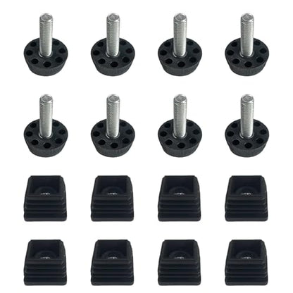 8-Pack Adjustable Furniture Leveling Feet, 30x30mm Square Insert - size: 30x30mm