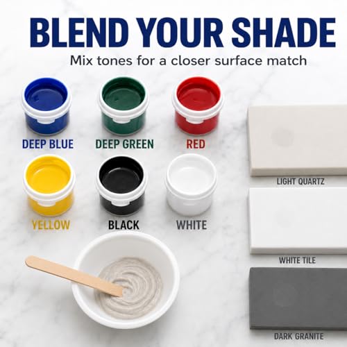Quartz Countertop Repair Kit Color Match, Granite Marble Tile and Porcelain Repair Kit for Chips, Cracks, Scratches and Holes, Ceramic Tile Repair Kit for Sink, Bathtub, Shower and Stone Surfaces