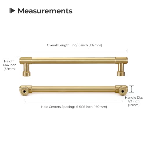 Goldenwarm 10 Pack 6-1/4 Inch Champagne Bronze Cabinet Pulls Modern Kitchen & Bathroom Hardware Heavy Duty Zinc Alloy Drawer Handles with Complete Screw Kit Consistent Finish for Whole-Home Renovation - color: Champagne Bronze, size: 6-1/4 Inches Hole Cen