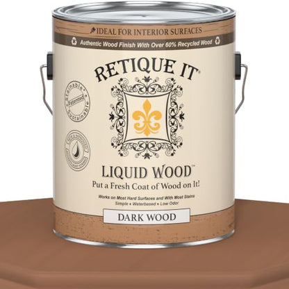 Retique It Liquid Wood - Real Wood Coating (Gallon/Dark) - color: 3 Dark Wood, size: 128 Fl Oz (Pack of 1)