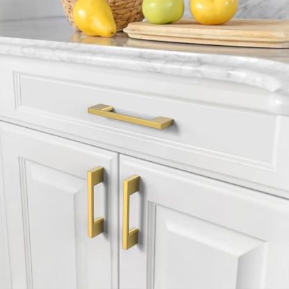 Asidrama 10 Pack 3.75 Inch(96mm) Vibrant Brushed Moderne Brass Cabinet Pulls Heavy-Duty Solid Kitchen Cabinet Handles Drawer Hardware for Bathrooms Cabinets 2008 - color: Vibrant Brushed Moderne Brass, size: 3.75" Hole Center(96mm), style: 10 Pack