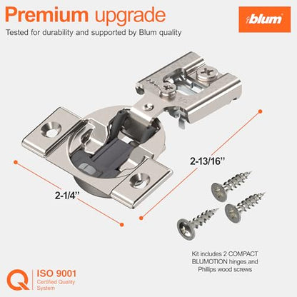 Blum Compact BLUMOTION Soft-Close Face Frame Hinge, 1/2 in Overlay, 1-Pack - size: Pack of 1, style: With Screws