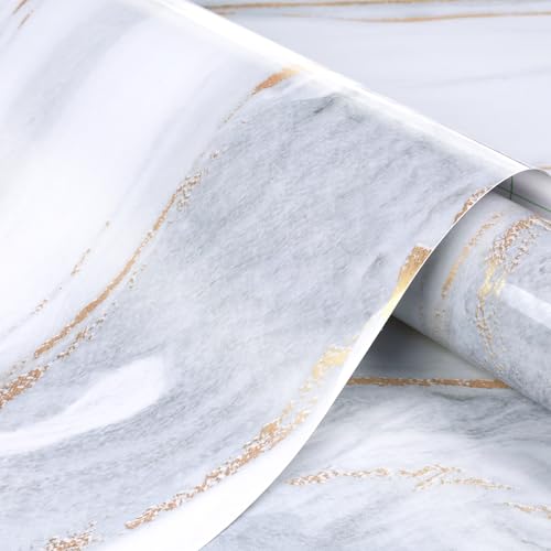 ICOOP White Marble Grey Gold Vein Contact Paper for Countertops 15.8"×276" - color: White Gold Grey, size: 15.8" x 276"