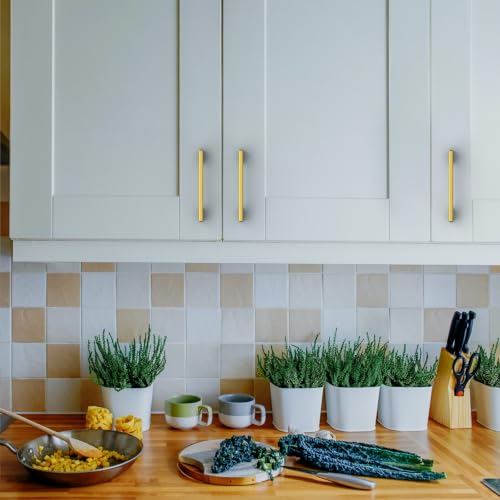 Asidrama 10 Pack 3.75 Inch(96mm) Vibrant Brushed Moderne Brass Cabinet Pulls Heavy-Duty Solid Kitchen Cabinet Handles Drawer Hardware for Bathrooms Cabinets 2008 - color: Vibrant Brushed Moderne Brass, size: 3.75" Hole Center(96mm), style: 10 Pack