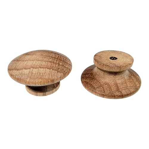 Pinehurst Crafts Unfinished Oak Wood Drawer Pull Knobs, Perfect for Kitchen Cabinet Knobs, Furniture DIY Hardware, Dresser Drawer Pulls or Crafting, 1-1/2 Inch, Pack of 6, 1.5DrawerPullOak