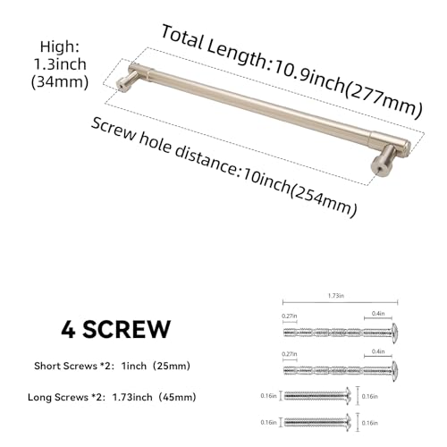 10 Pack 10 Inch(254mm) Kitchen Cabinet Handles Champagne Bronze Cabinet Pulls Alloy Drawer Pulls Solid Cabinet Hardware - color: Champagne Bronze, size: 10'' Hole Center(254mm)