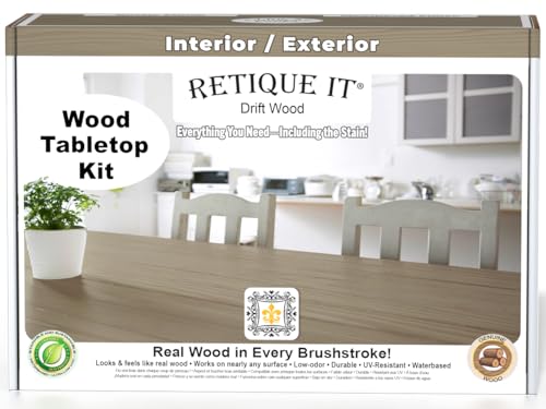 Retique It Wood Finish Table Top Kit - GO Beyond Faux with Paintable Liquid Based Primer and Gel Stain - Graining Tools Included (Countertop Kit, Drift Wood) - color: 70 Drift Wood, size: Tabletop Kit