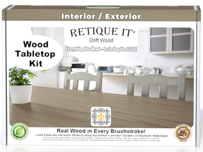 Retique It Wood Finish Table Top Kit - GO Beyond Faux with Paintable Liquid Based Primer and Gel Stain - Graining Tools Included (Countertop Kit, Drift Wood) - color: 70 Drift Wood, size: Tabletop Kit