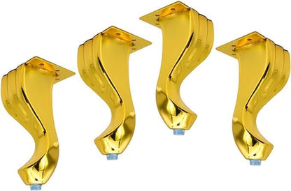4Pcs S-Shape Furniture Legs for Feet Replacement, 5.6" Height Gold - color: Gold