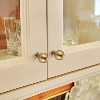 Champagne Bronze Cabinet Knobs 12 Pack Round Ball Drawer Knobs, 1" Diameter - color: Champagne Bronze