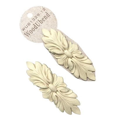 WoodUbend WUB1329.12 Pack of 2 Leafy Pediments - Wood Appliques - Heat Bendable & Flexible Onlays 4.5x12cm - DIY Craft, Furniture & Home Decor - Easy to Apply & Paint - Versatile & Reusable Decals - size: WUB1329.12
